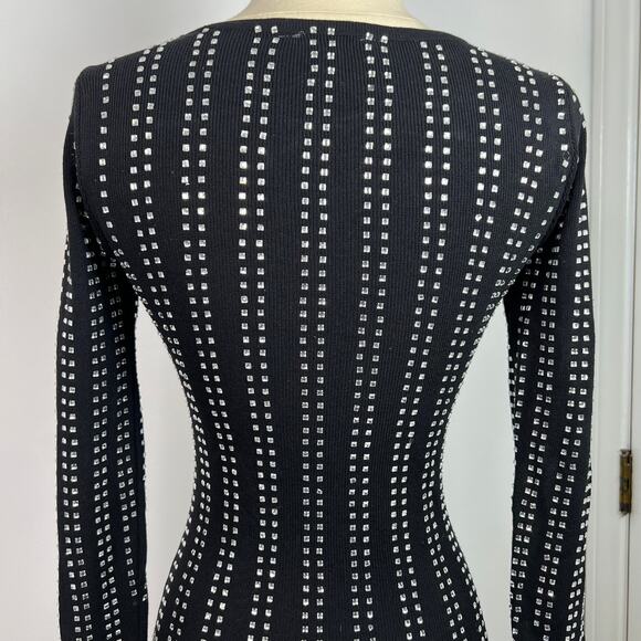 HERA Collection Women's Retro Bodycon Studded Black Dress Long Sleeves Size S - Picture 7 of 16